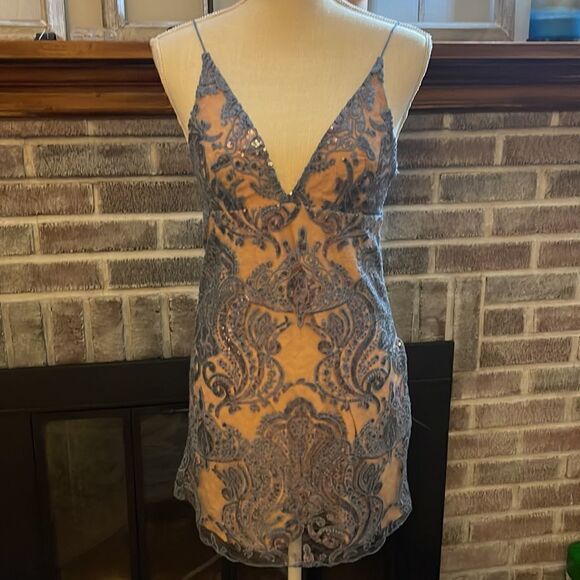 Free People - Night Shimmer Mini Dress Blue Sequin - Picture 5 of 6